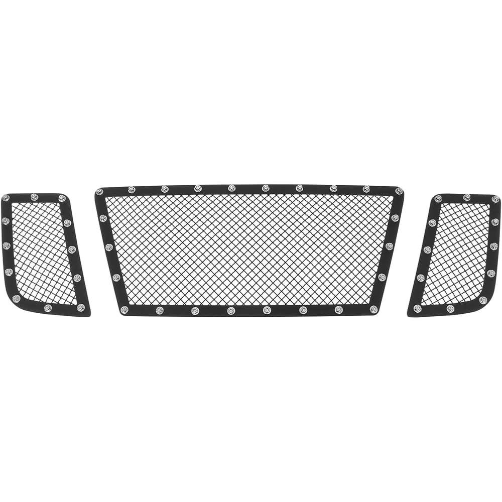 APS Nissan Titan 2008-2015 Main Upper Stainless Steel Black Mesh Rivet Grill Insert NL6520H