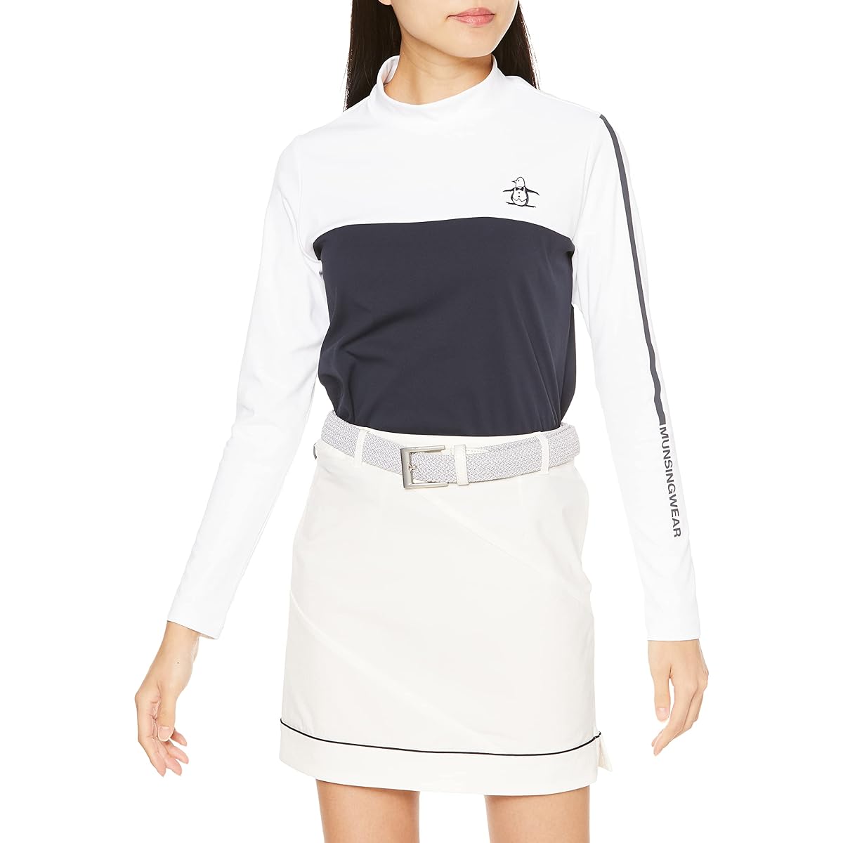 [Munsingwear] Long Sleeve Shirt, Transparent, Sweat Absorbent, Quick Drying, UPF50+ Mock Neck, Golf, MGWVJB03 Women's