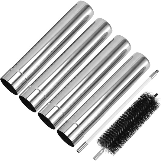SENQI Extended Chimney, Chimney Pipe, For Wood Stove Only, 32cm, Made of Stainless Steel, Optional Parts Sold Separately, Set of 4, Camping Equipment, Cleaning Brush Included
