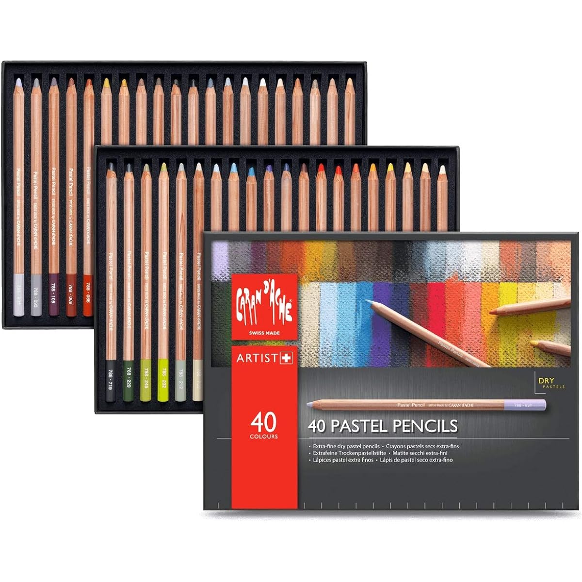 Caran d'Ache Pastel Pencil 40 Color Set 0788-340 Paper Box Regular Imported Product
