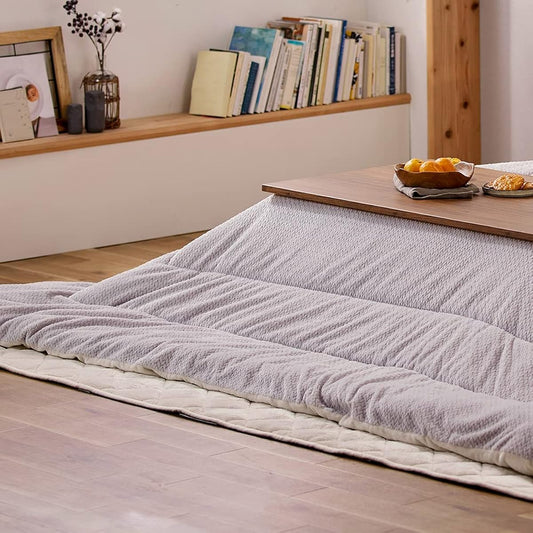 Iris Ohyama Kotatsu Futon Rectangle 190cm x 240cm Soft Velor Material Heat Storage Cotton KKBK-B2419 Gray/Ivory