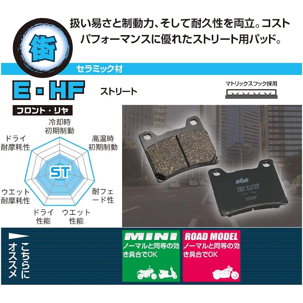 KITACO SBS Brake Pad 552HF Ceramic VT250F VT250Z CBZ550F etc. 777-0552000