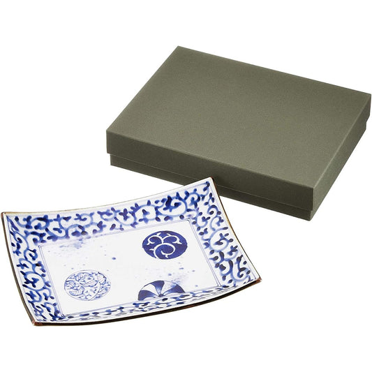 Arita ware Fukuizumi kiln octopus arabesque round pattern long angle serving plate 52544