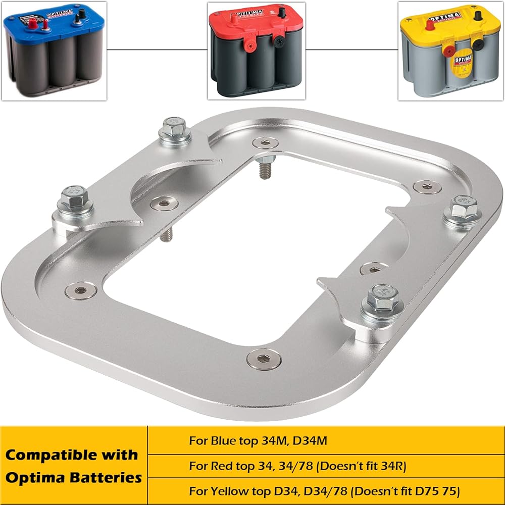 551183 Billet Aluminum Battery Tray OPTIMA Battery Tray Compatible with Racing Lass Redemption Box Hold Down Mount Red Yellow Blue Top 34/78 D34 D34/78 34m D34M D34M D34M D34M