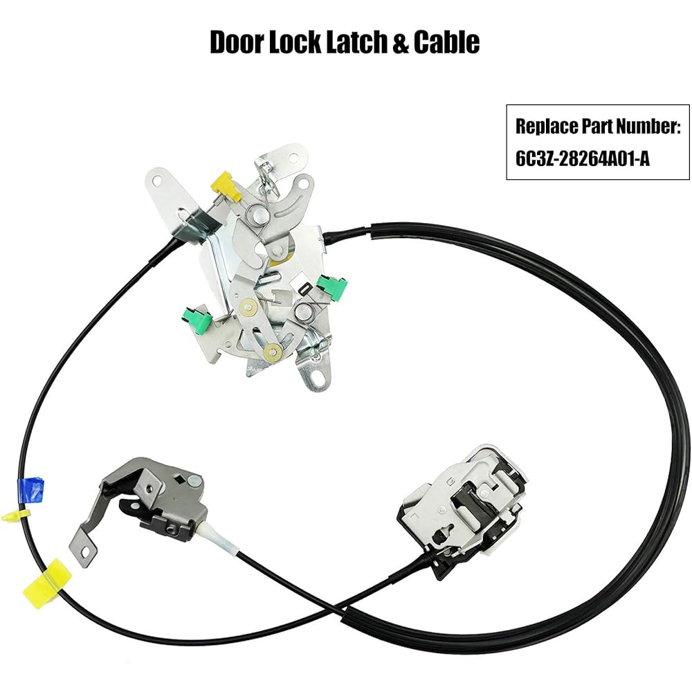 Door Lock Latch & Cable for Ford F-250 F-350 F-450 F-550 Super Duty 1999-2007 Left Driver Top and Lower Rear Side Latch Assembly Extended Cab, Replaces 6C3Z-28264A01-A