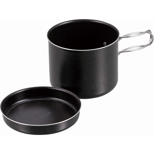 CAPTAIN STAG Cooker Pot Aluminum Cartridge Cooker Full Water Capacity 850ml Storage Bag Included Made in Japan Tsubame Sanjo Black UH-4110