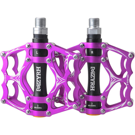 [Jpfashioning] Cross bike pedals, ultra-lightweight aluminum alloy flat pedals, durable, set of 2 (Purple 2)