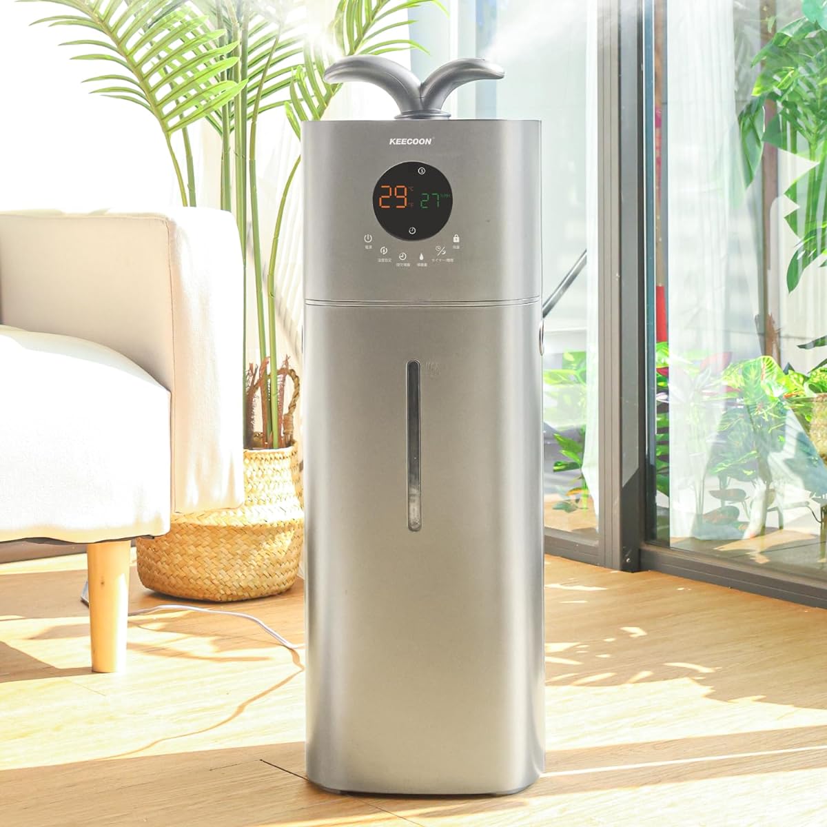 KEECOON Humidifier, Large Capacity, Commercial Use, Household Use, 17L Tower Type, Ultrasonic Humidifier, Sprayer, Room, Moisturizing, Water Supply from Above, Easy to Clean, Quiet, No Water Leakage, Intelligent Constant Humidity, Adjustable Floor Mist A