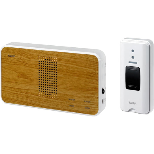ELPA Wireless Chime Push Button Set Nursing Office Store Wireless No Wiring Required Wood Grain EWS-S5130