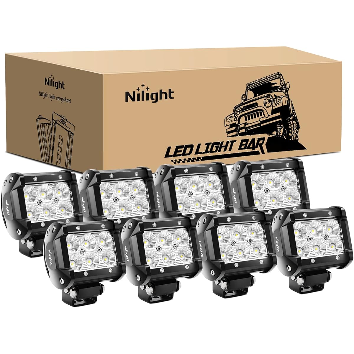 NILIGHT LED light bar 8 4 inch 18 W LED bar 1260L LED LED LED OFF ROAD DRIVING LIGHTS LED fog light lighting LED Work Light for VAN CAMPER Jeep SUV ATV Jeep, 2 -year warranty