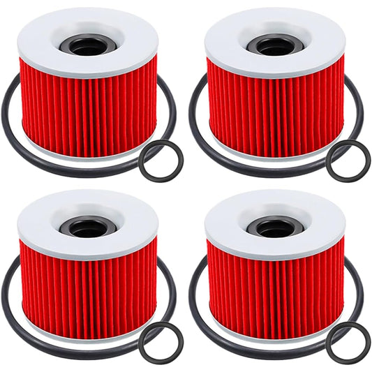 Motorcycle Oil Filter K/awasa-ki ZR400 ZR7 ZR7S ZR750 ZR1100 Zephyr ZR 550 750 1100 ZRX1100 ZRX 1200 ZRX1200R ZX 600 750 1000 (Color: Red-4 pcs)