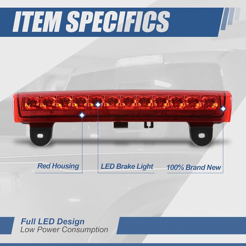 Auto Dynasty Red LED 3rd Third THIRD High-mount Brake Light Stop Rapid Chevrolet Taho Subarban GMC Yukon XL GMT800 00-06