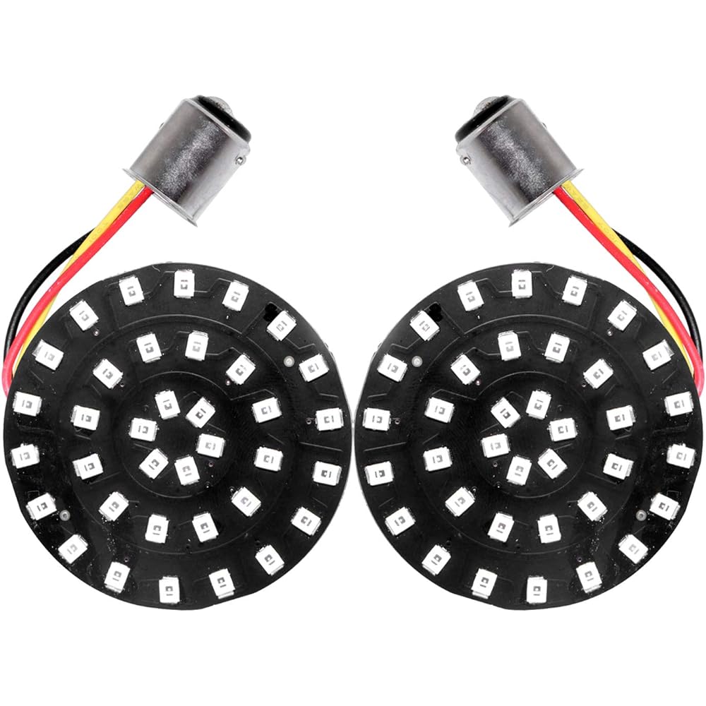 Motorcycle Front Rear 1157 LED Bullet Style (2 Inch) Turn Signal Valve Insert Parts for Harley Dyna Softail Sportster Red 48-LED Street Road Electra Glide