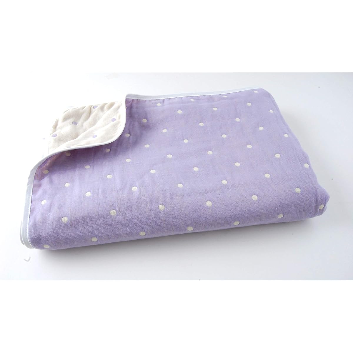 Toka Woolen Plump Soft 6-Ply Gauze Blanket (Polka Dot Purple) Made in Japan Single Size Jacquard Weave 100% Organic Cotton