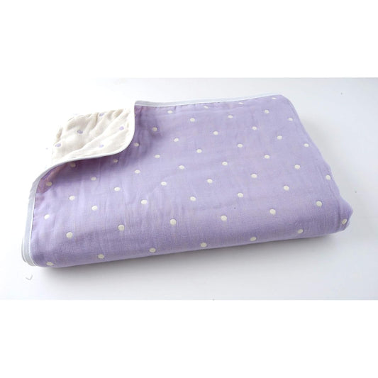 Toka Woolen Plump Soft 6-Ply Gauze Blanket (Polka Dot Purple) Made in Japan Single Size Jacquard Weave 100% Organic Cotton