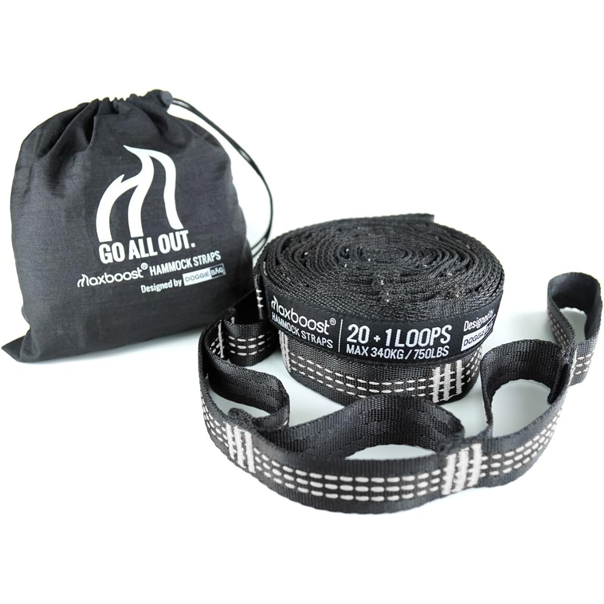 Maxboost Hammock Strap [Black/White] (Dedicated Storage Bag Included) [Lifetime Warranty] TMX22-NH01JR013
