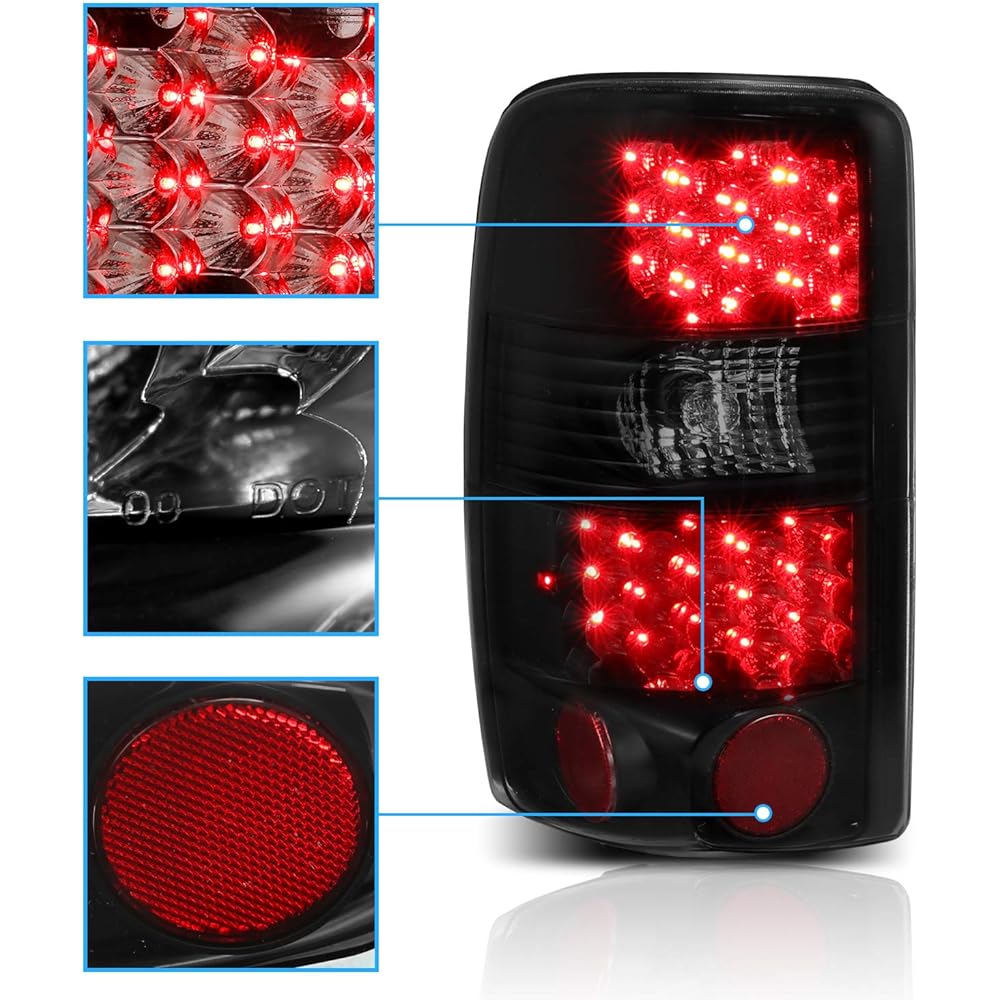 AMERILITE Black Smoke LED Replacement Brake Tail Light Set Chibora Haho/For Subban: GMC Yukon --Play seat and driver's seat side