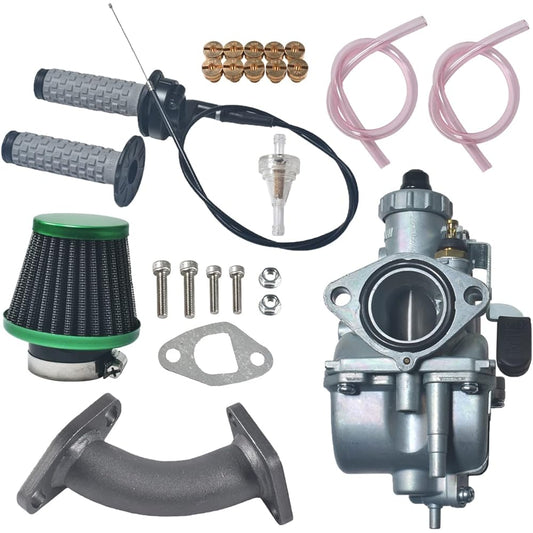 RIRECUjP VM22 26mm Carburetor Intake Pipe Air Filter Kit Predator 212cc GX160 Honda GX200 CT200U 196cc KT196 Clone Go Kart Mini Bike Race Kart (Green)