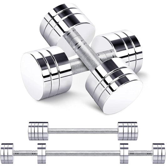 Adjustable Dumbbell Set of 2 Chrome Dumbbells 5kg 10kg 20kg 30kg 40kg Delicate Mirror Surface Small Steel Rubber Ring Included -NSG