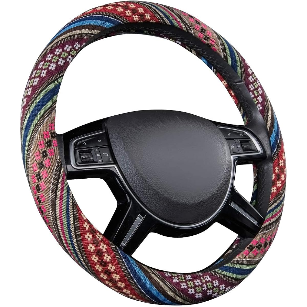 CAR PASS Steering cover handle cover Cute universal fit SUV, sedan, car, truck suitable black ZT-0182-1jp