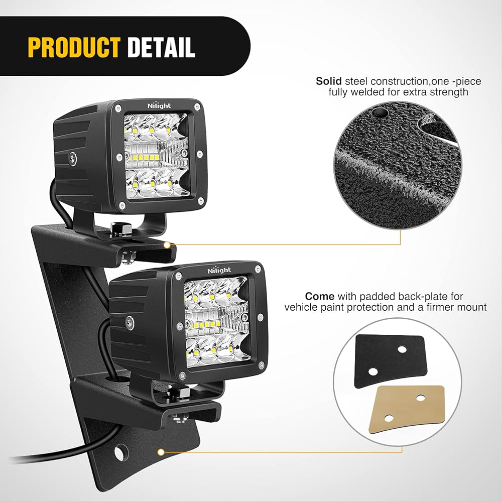 NILIGHT windshield hinge bracket dual A pillar off -road LED fog light worklight 2007 2009 2010 2012 2015 2015 2016 2016 WRANGLER JK/JKU 2DR 4DR