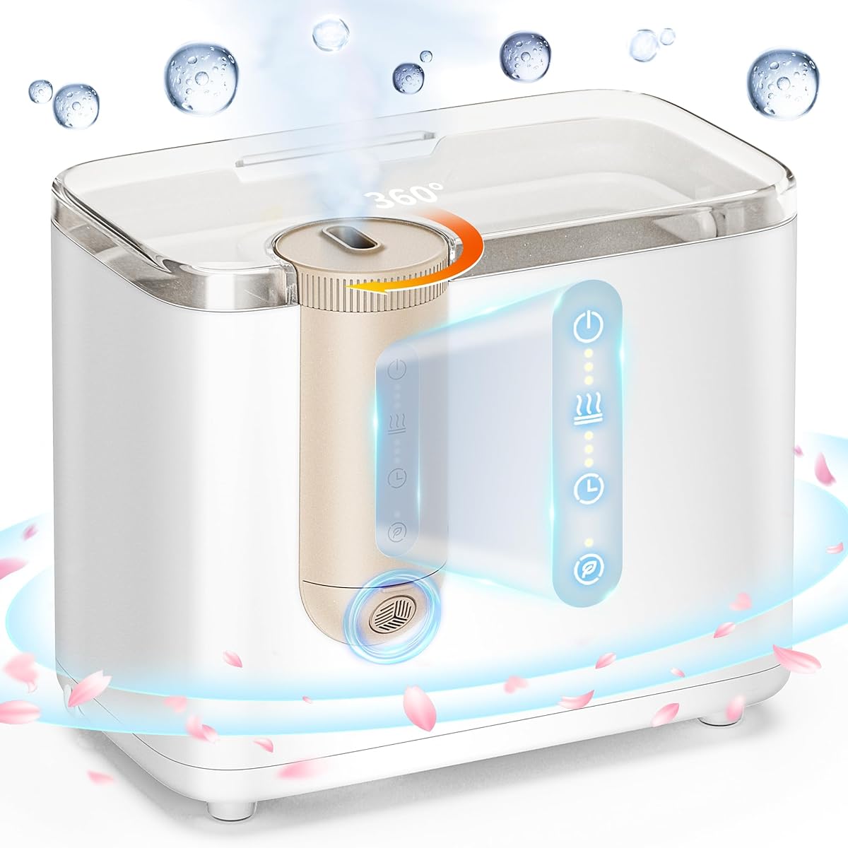 Tabletop Humidifier, Large Capacity, 4.5 L; Ultrasonic Humidifier, 2023 Model, 4 Layer Disinfecting & Negative Ions), Silent, Tabletop Humidifier, Maximum Spray Amount, 300 ML/H, Disinfectant, Aroma