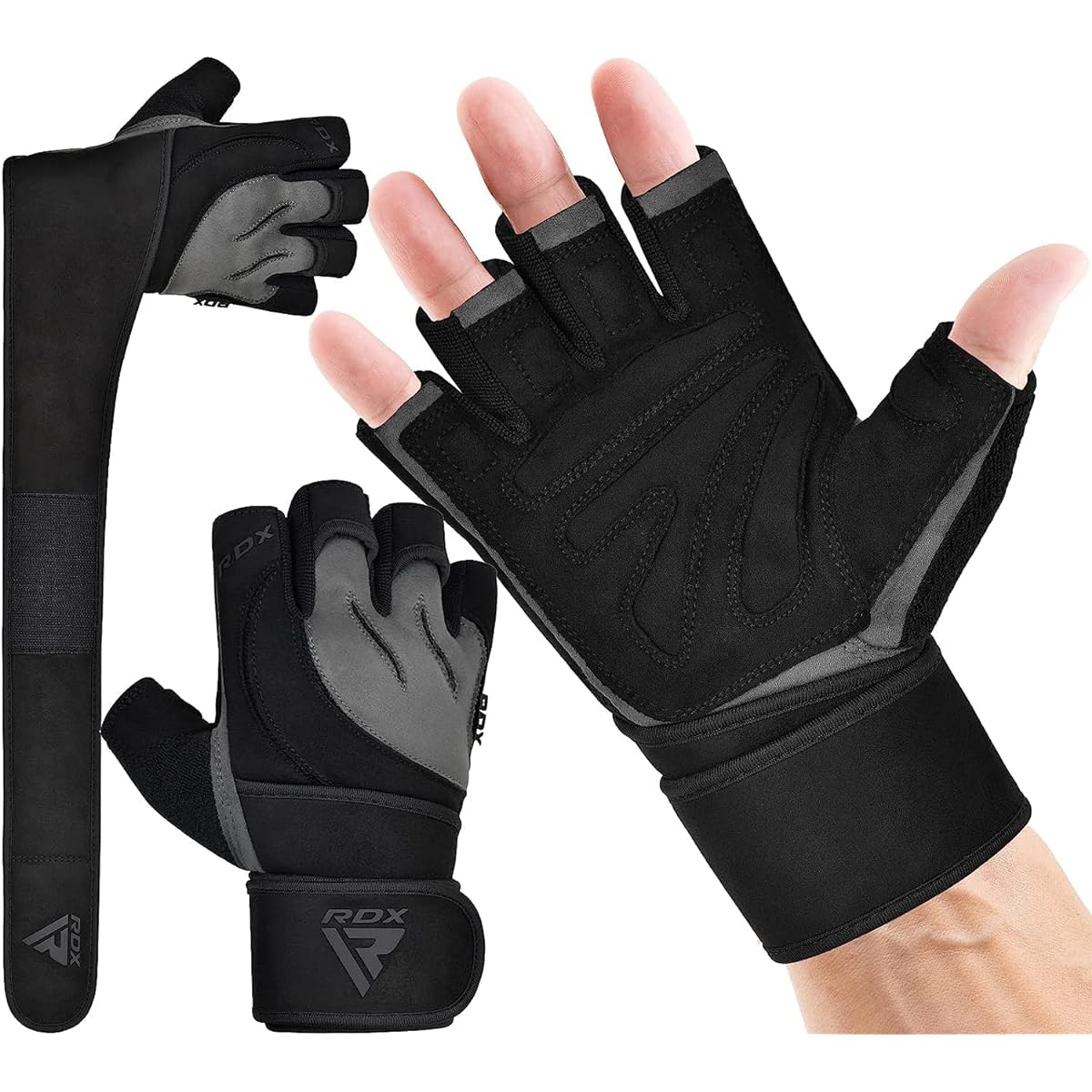 RDX Training Gloves [Improved Grip] Muscle Training Gloves with Wrist Wraps Weight Lifting Gym Gloves Gym Protection Men Women WGM-L4 Japanese Genuine Product