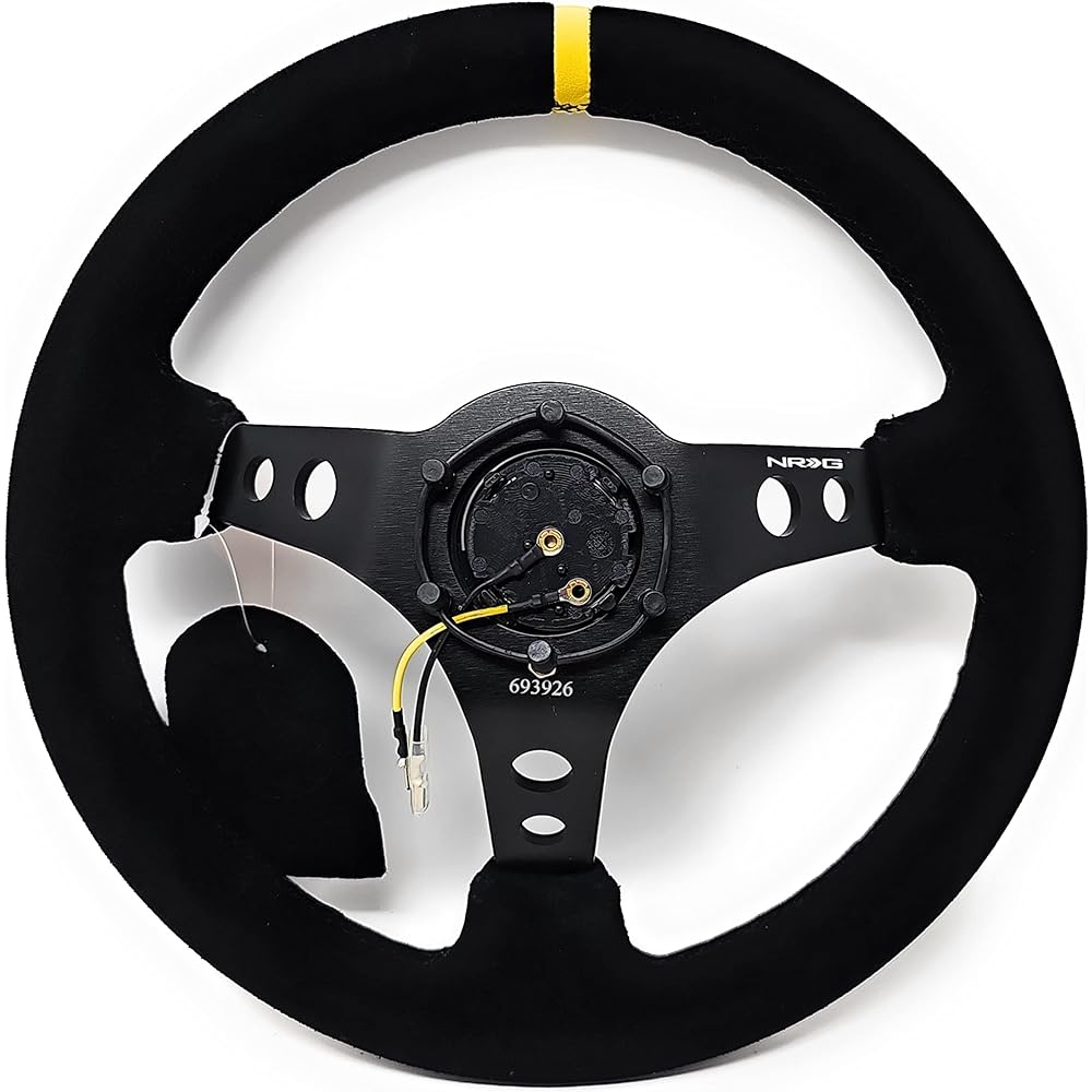 NRG Handle Cover --06 (Deep Dish) --350mm (13.78 inch) - Blacks Edo Black Spokes / Yellow Stripe -Part No. ST -006S -Y NRG Innovations