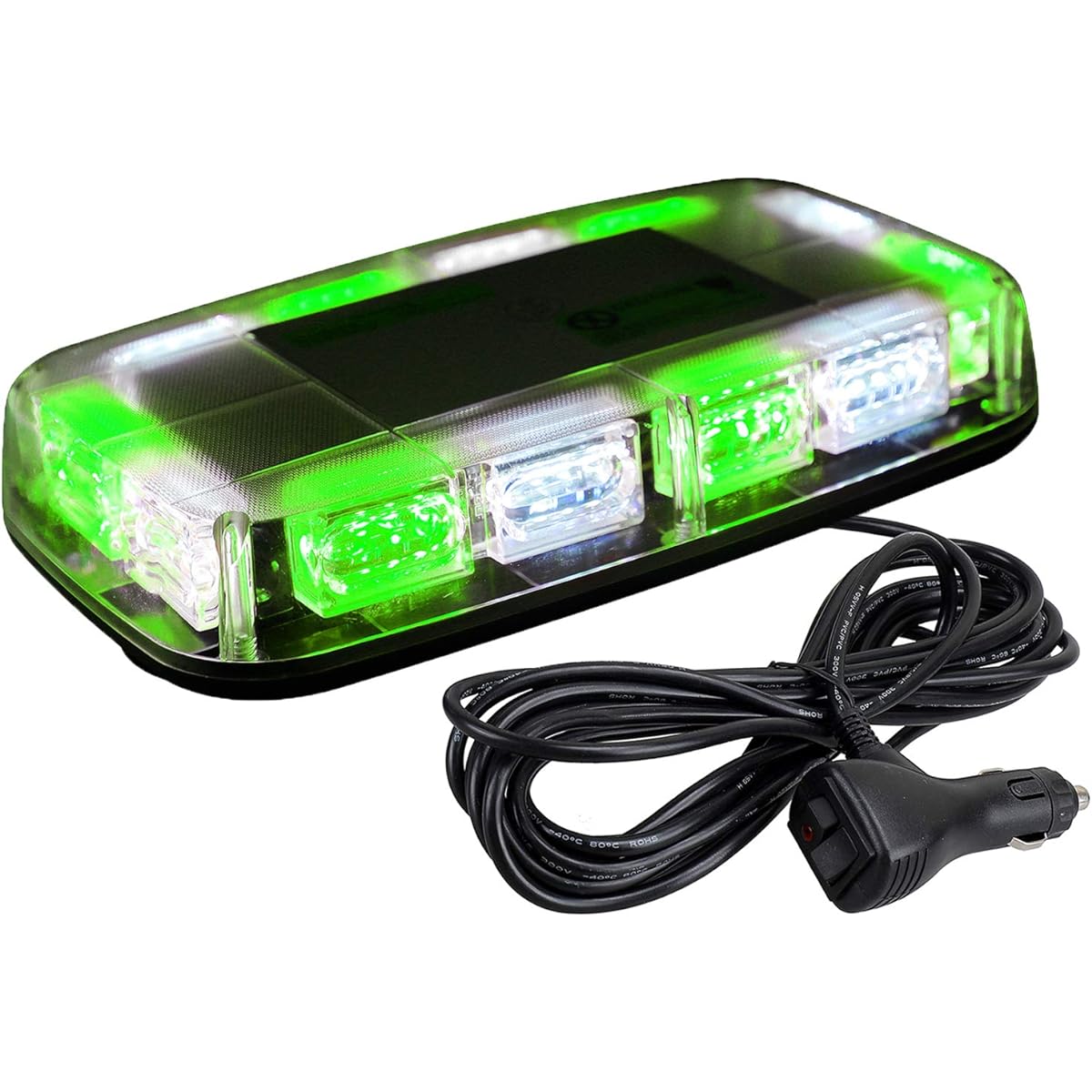 ASPL 48LED Roof Top Strebulite High Visibility Curious Emergency Safety Warning LED Mini Stroballite Bar Magnetic Base 12-24V For Snow Rover Truck Construction Vehicle (Green/White)