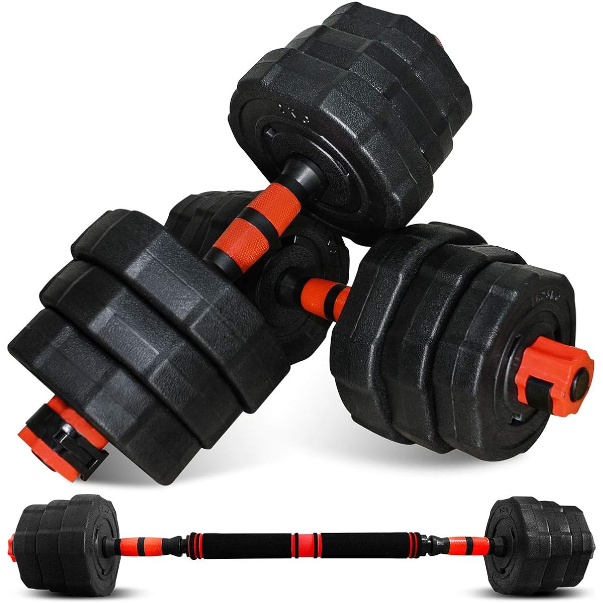 STEADY Adjustable Dumbbell 10/20kg Set of 2 [3in1 Design/One-touch Lock/Can also be used as a barbell] Adjustable Dumbbell Iron Array ST130