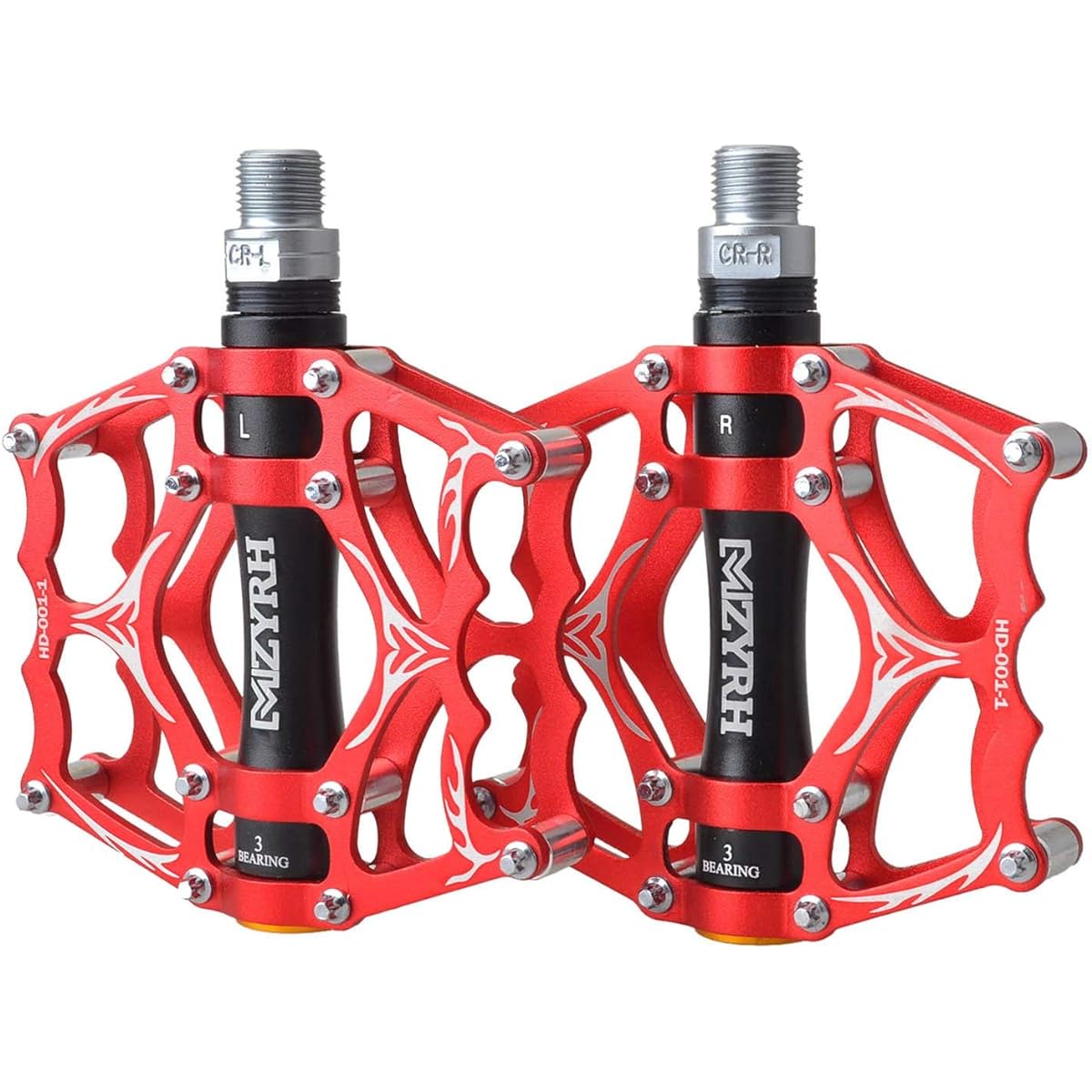 [Jpfashioning] Bicycle Pedals, Cross Bike Pedals, Double-sided Pedal, Ultra Lightweight, Aluminum Alloy, Flat Pedals, 3 Bearings, Non-slip Nails, Durable MTB Road Bike Set of 2