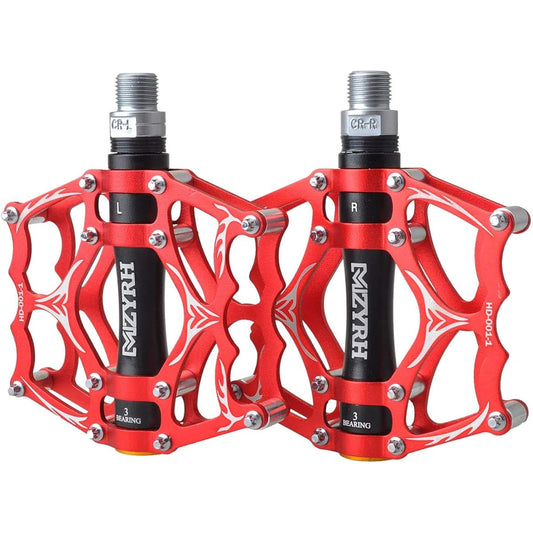 [Jpfashioning] Bicycle Pedals, Cross Bike Pedals, Double-sided Pedal, Ultra Lightweight, Aluminum Alloy, Flat Pedals, 3 Bearings, Non-slip Nails, Durable MTB Road Bike Set of 2