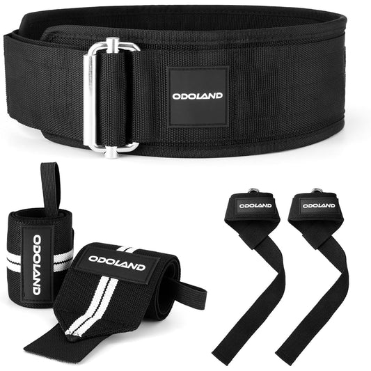 Odoland Weight Training Belt + Power Grip Lifting Belt for Muscle Training