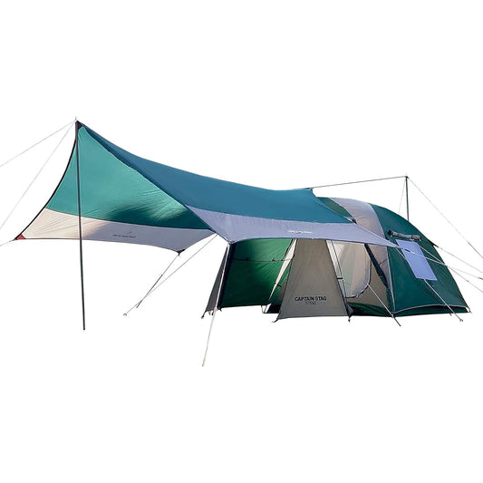 CAPTAIN STAG Tent Tarp Extension Belt Set GREEN PACKAGE CS Two Room Dome Tent & Tarp Set + For 3~4 People UZ-13231 440 x 440cm