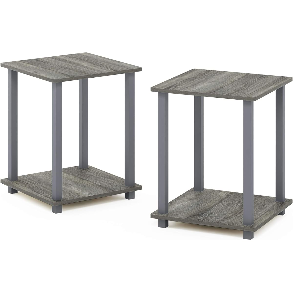 Furinno Simplistic End Table Set of 2 French Oak Gray/Gray 39.6D x 39.6W x 49.8H cm [Regular Japanese Import Product]