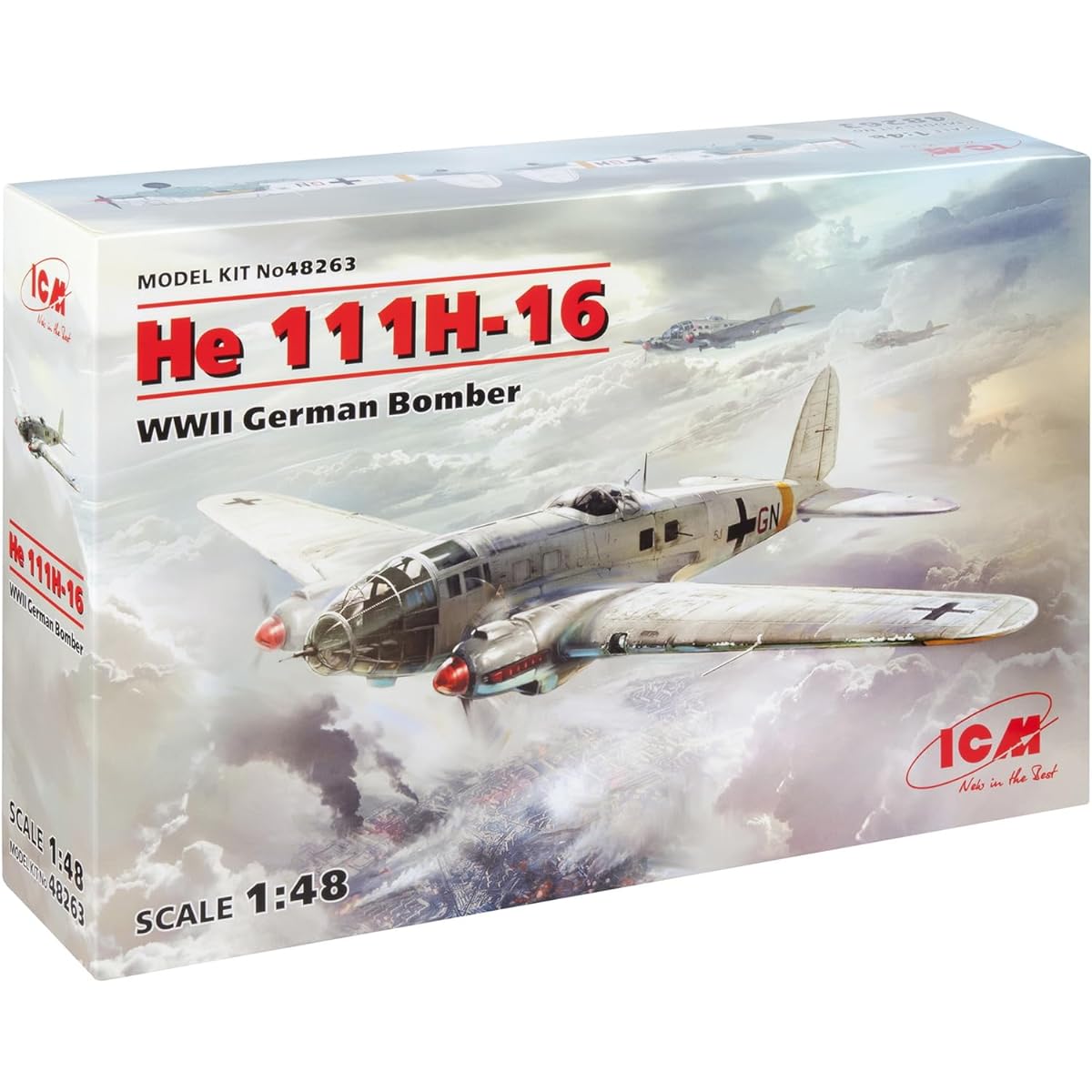 ICM 1/48 German Air Force Heinkel He111H-16 Bomber Plastic Model 48263