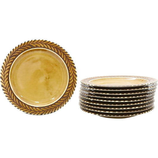 New [Commercial use set] Plate series that lets you feel like a mountain hut 20cm cake plates (caramel) 10-piece set