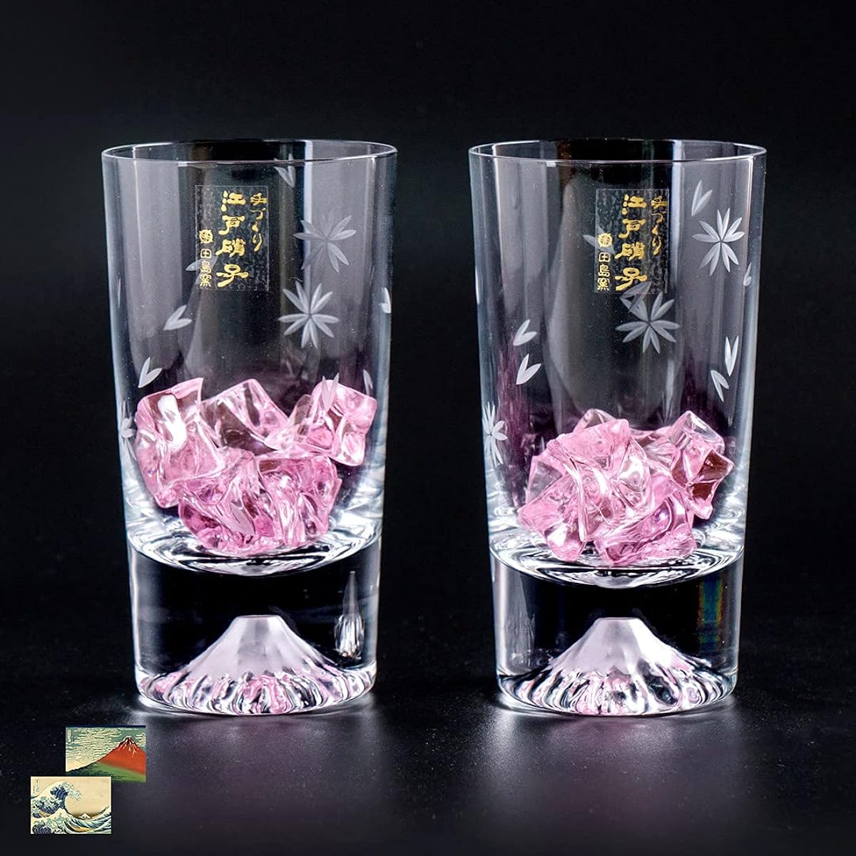 Fuji Glass, Tajima Glass, Mini Cherry Blossom Tumbler Glass, Set of 2, Set of 2, Sakura Kiriko Mini Souvenir Grand Prix, Edo Glass, Kiriko, Whiskey Glass, Rock Glass, Sake, Beer, Father's Day,
