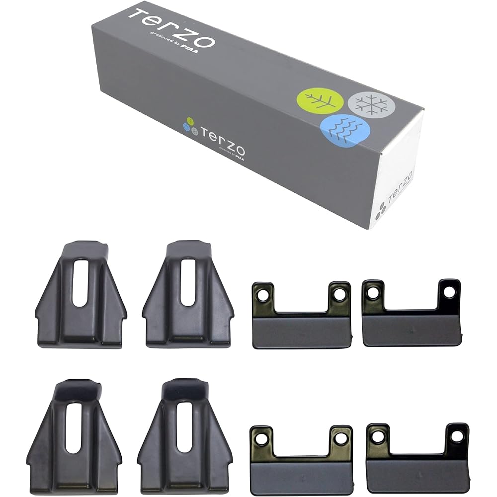 Terzo (by PIAA) Roof Carrier Base Carrier Mounting Holder Set by Car Model 4 Pieces Direct Roof Rail Type Black for Aero Bar [BMW 3 Series Wagon (Touring) X3 X5 etc.] SR4 SR4