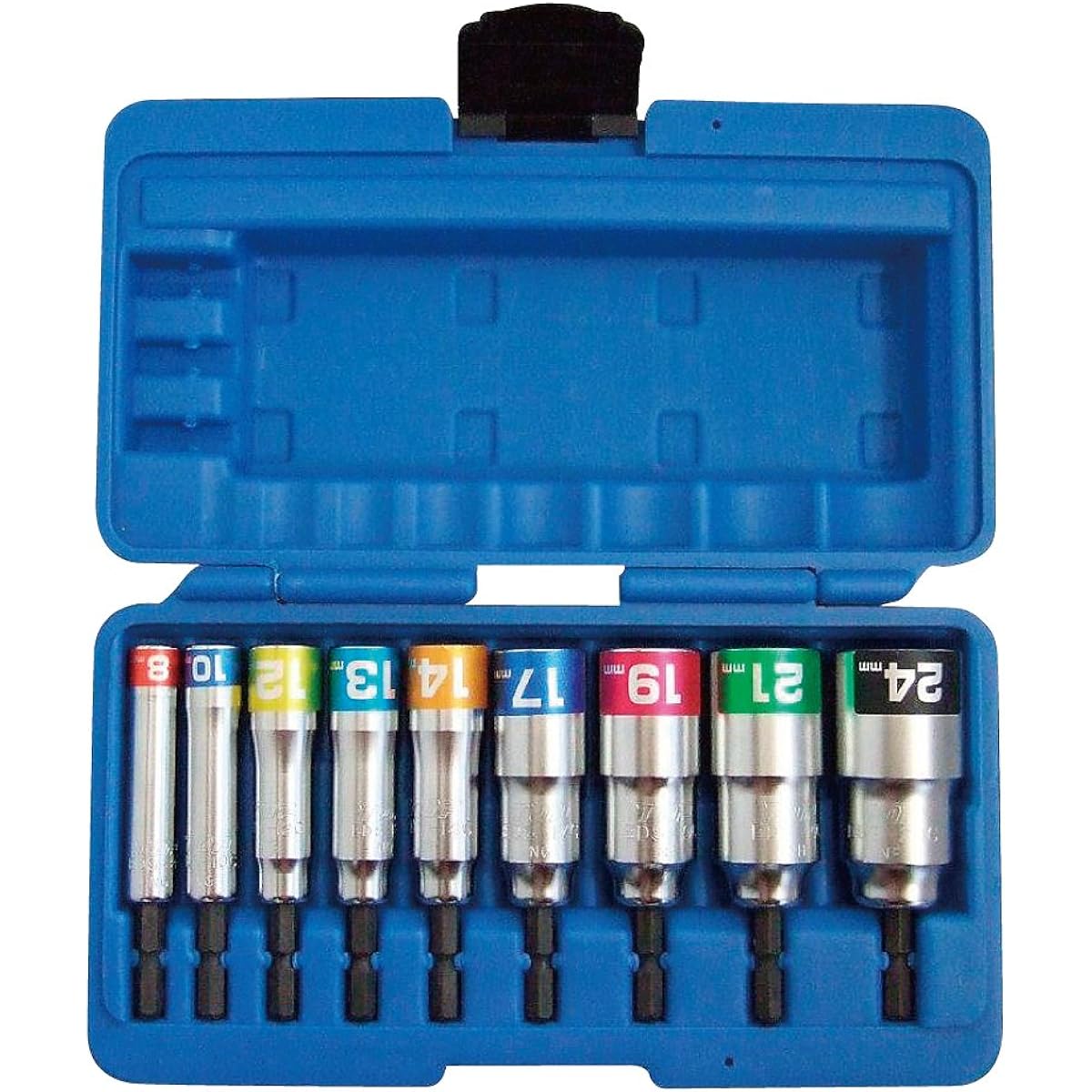 Top (TOP) Compact socket for electric drill 9 piece set Width across flats 8~24mm Case included EDS-824CS Tsubame Sanjo Made in Japan