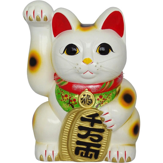 Domestic Tokoname ware beckoning cat white-handed oval cat right hand size 10 764-2-904