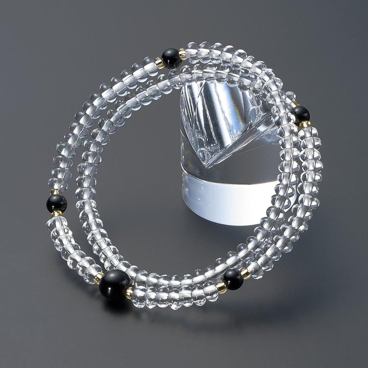 Buddhist Altar Shop Takita Shoten Specially Selected Bracelet Prayer Beads, 108 Beads, Genuine Crystal, Tangerine Beads, Black Onyx Tailor ◆ Genuine (Official) Mala Bead Bracelet, Brace Prayer Beads, Bracelet Prayer Beads, Power Stones, Two Wheels [Certi