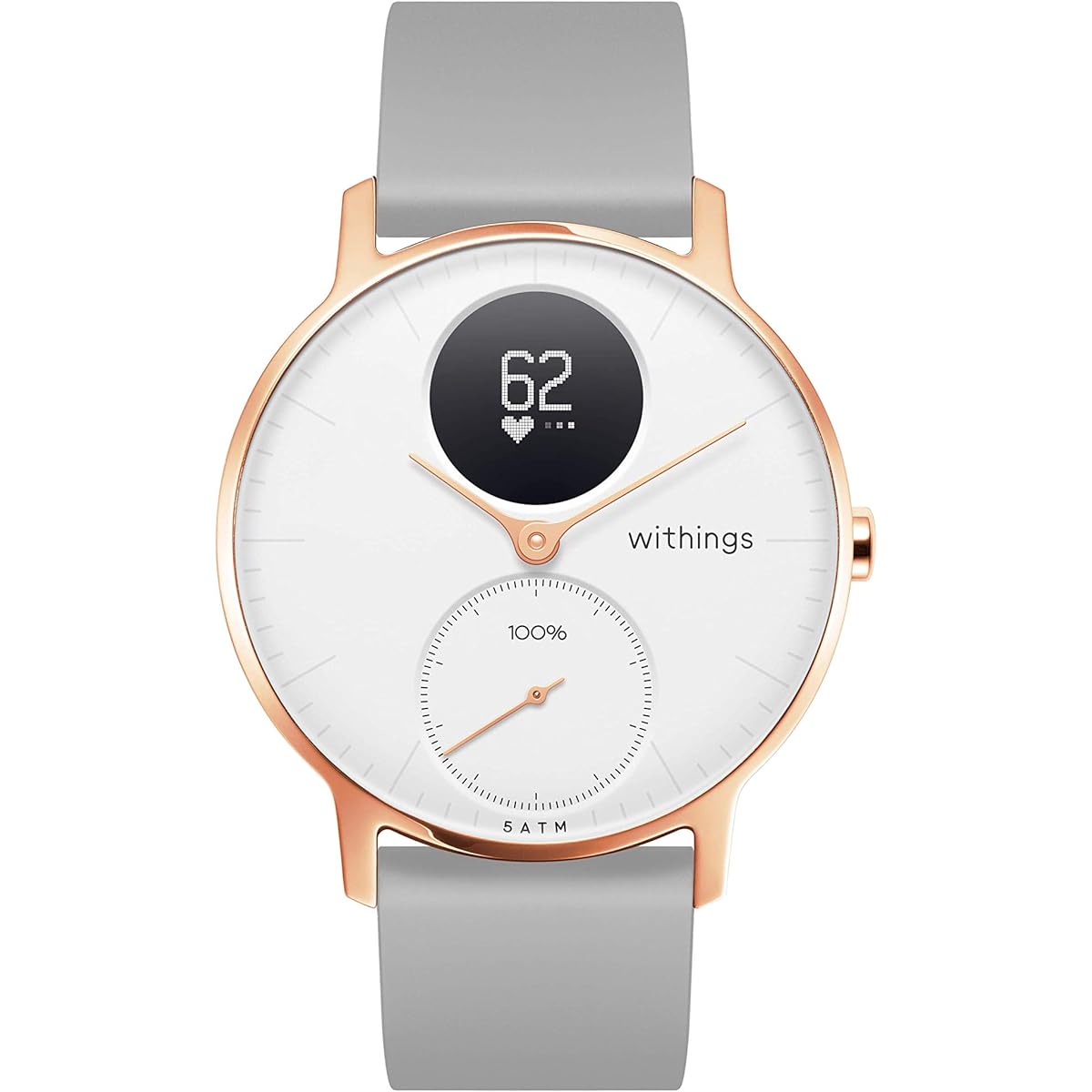 Withings Smart Watch Steel HR Heart Rate & Activity Monitor (36mm Model) Rose Gold/Gray [Japan Authorized Distributor Product] 36WHITE-RG-S.GR