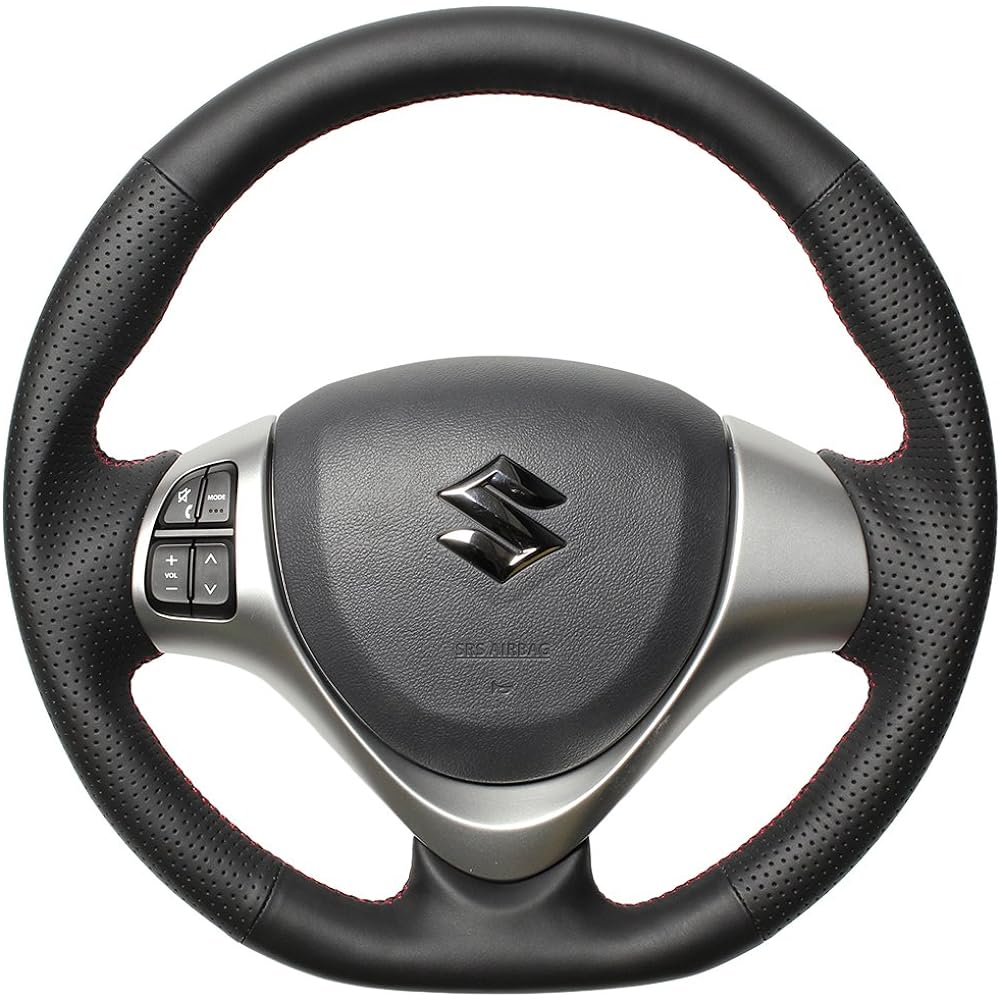 REAL Steering [Hustler (MR31S/MR41S)/Flare Crossover (MS31S/MS41S)] All Leather/Red Stitch MR31-LPB-RD-HUS
