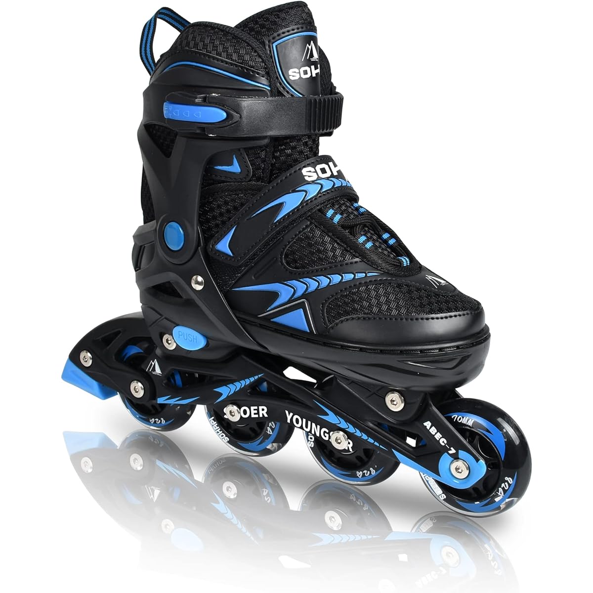 SOHAPI Inline Skates, Inline Shoes, Roller Skates, for Adults, Children, Juniors, Roller Blades, for Girls, Boys, Beginners, Durable, Breathable, Safe, Quiet, All Will Shine, 4 Sizes Adjustable, Bag Included