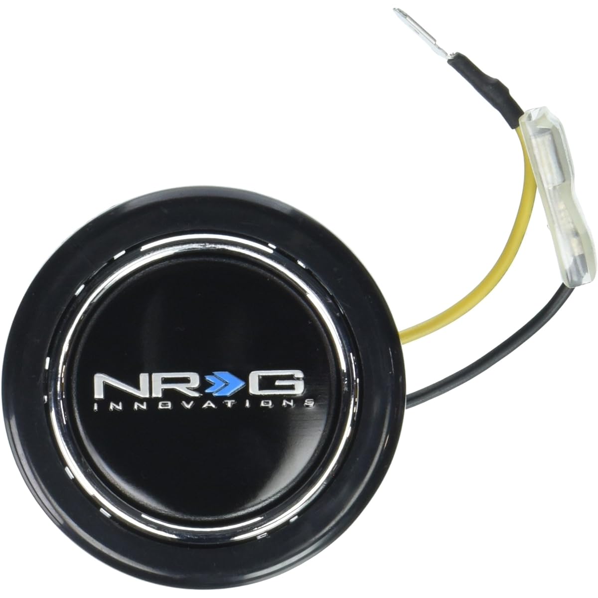 NRG Innovations Steering Wheel Center Push Horn Button - Black with NRG Logo - Part # HT-001NRG