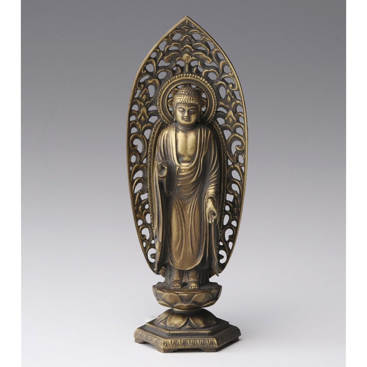 Buddha statue Amida Nyorai standing statue 15cm (old gold finish) Buddhist sculptor: Hideun Makita Original model_ (born in the Year of the Dog and Pig) Zodiac Guardian Principal Image Takaoka Copperware (Amida Nyorai Ryuzo)