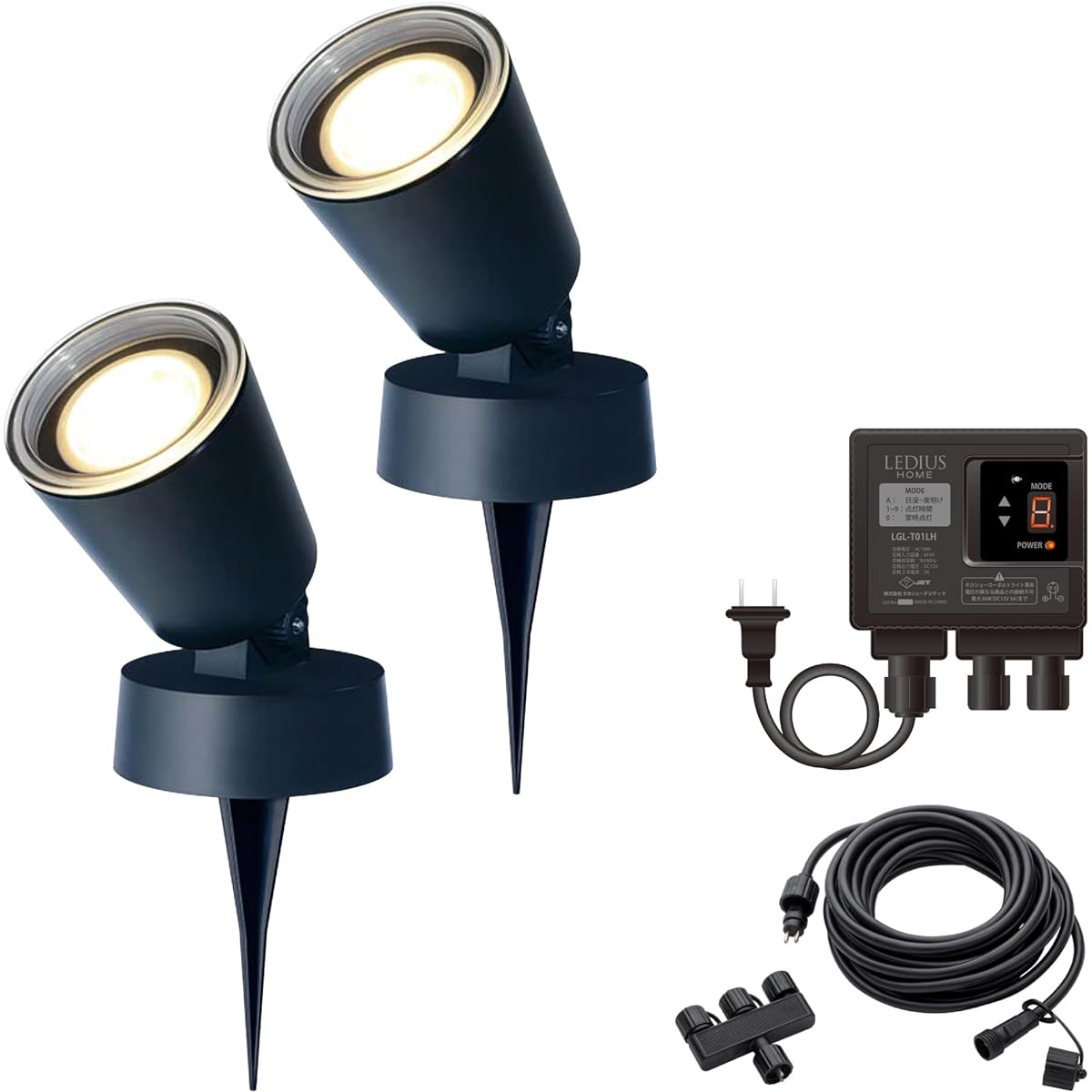 Takasho Garden Light Hikari Novation Wooden Light Basic Set of 2 Black Outdoor Indirect Lighting Waterproof Brilliant Light Professional Resin LGL-LH01P