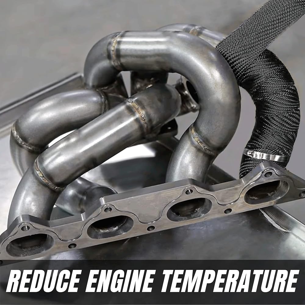 SUNPLUSTRADE 2 inch x 50 feet Black Exhaust Heat Slap Roll Autby Fiber Glass Heat Shield Tape Stainless Thai