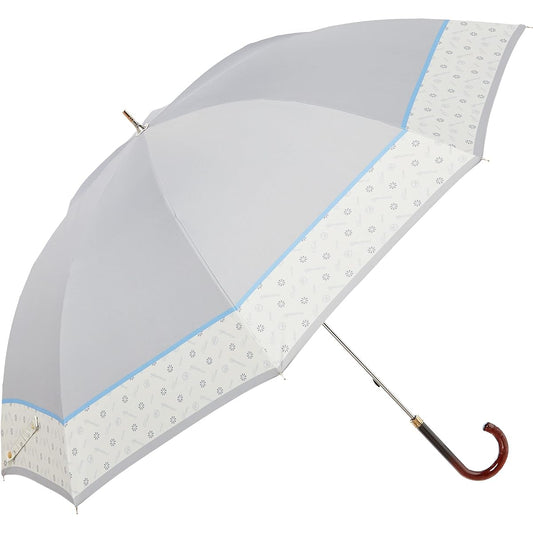 [Cocochi] MOONBAT Monogram Hem Umbrella, Rain Umbrella, Long Umbrella, Sunny and Rainy Umbrella, Women's Gift 10667 [UV shielding, light shielding, heat shielding effect, super water repellent, lightweight] 21-353-10667-00 Brown Rib length: Approximately
